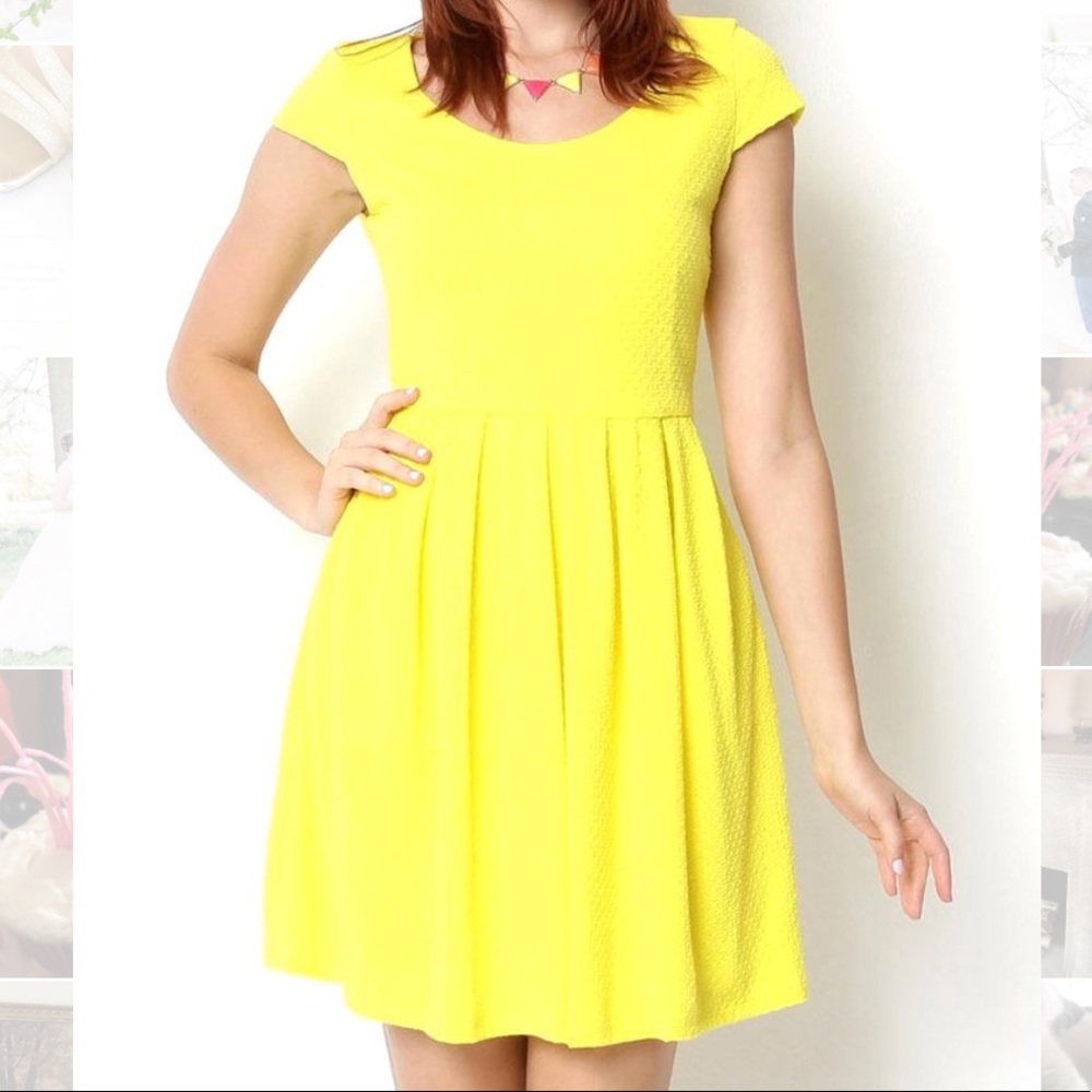 Tiana B Yellow Skater Dress with POCKETS